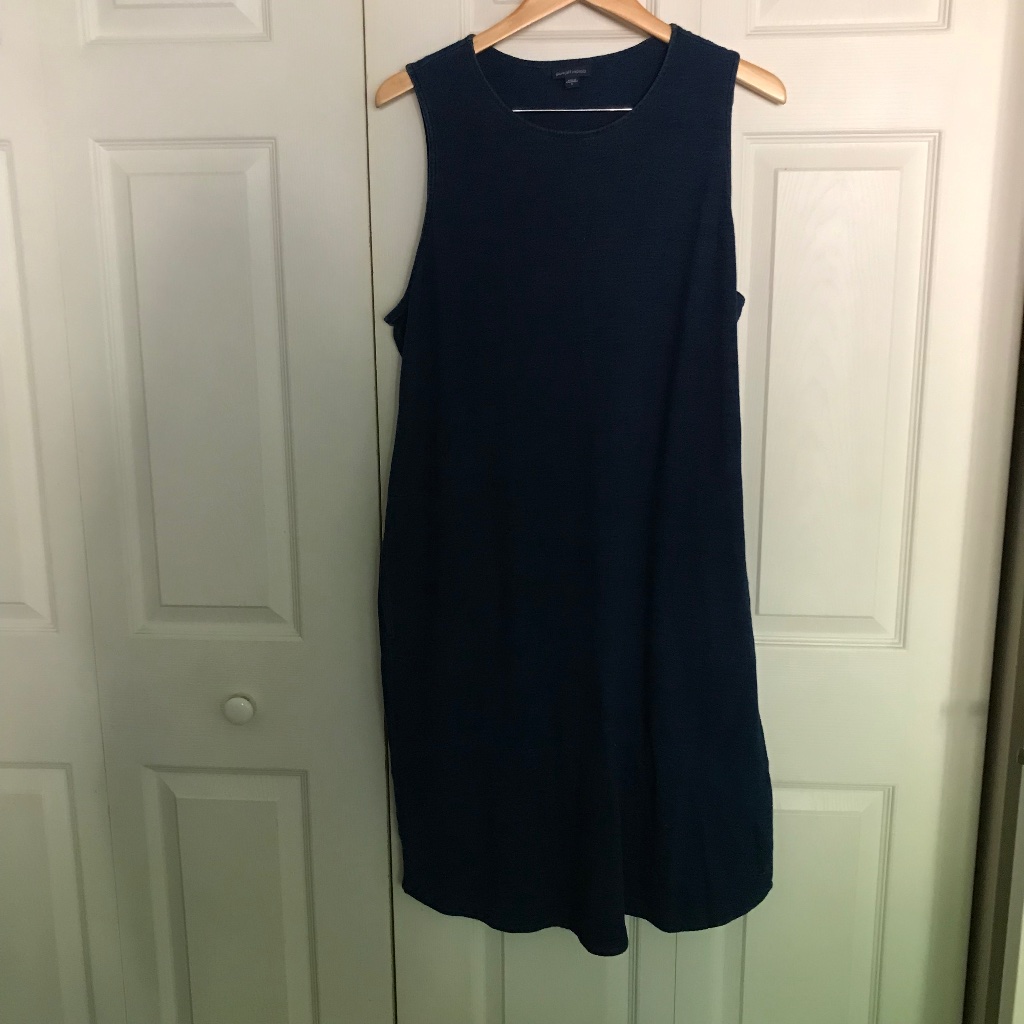Pure Jill Indigo Cotton Knit Dipped Hem Dress J.Jill L